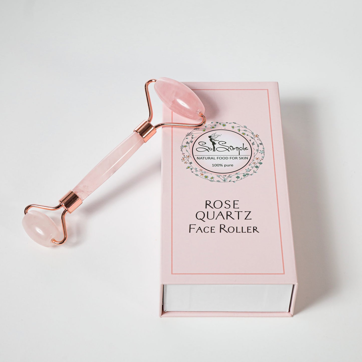 Ролер за лице от розов кварц