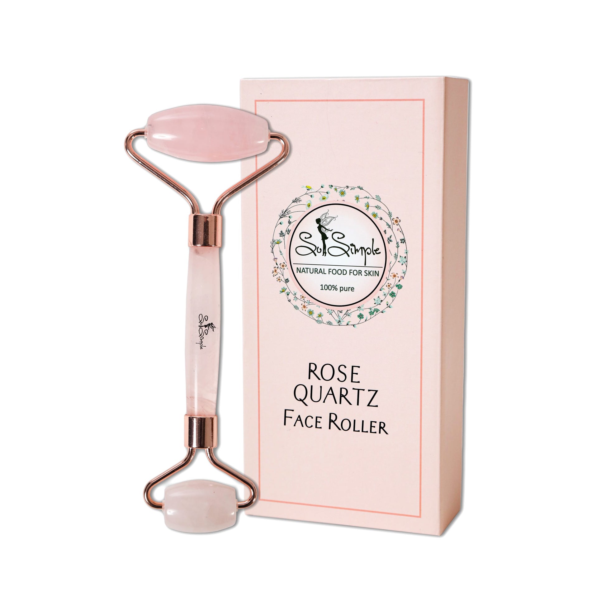 Ролер за лице от розов кварц